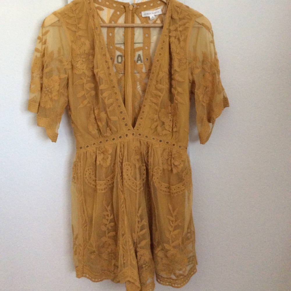 Honey punch lace romper